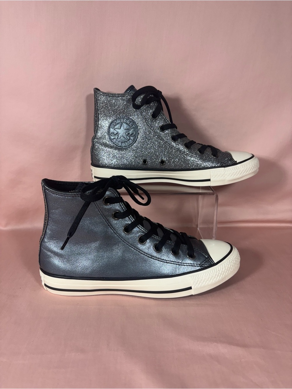 Converse CTAS Mixed Uppers Half Smooth Gray Leather/Half Silver Metallic W's 7